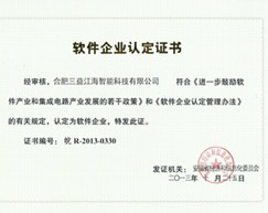 軟件企業認定證書